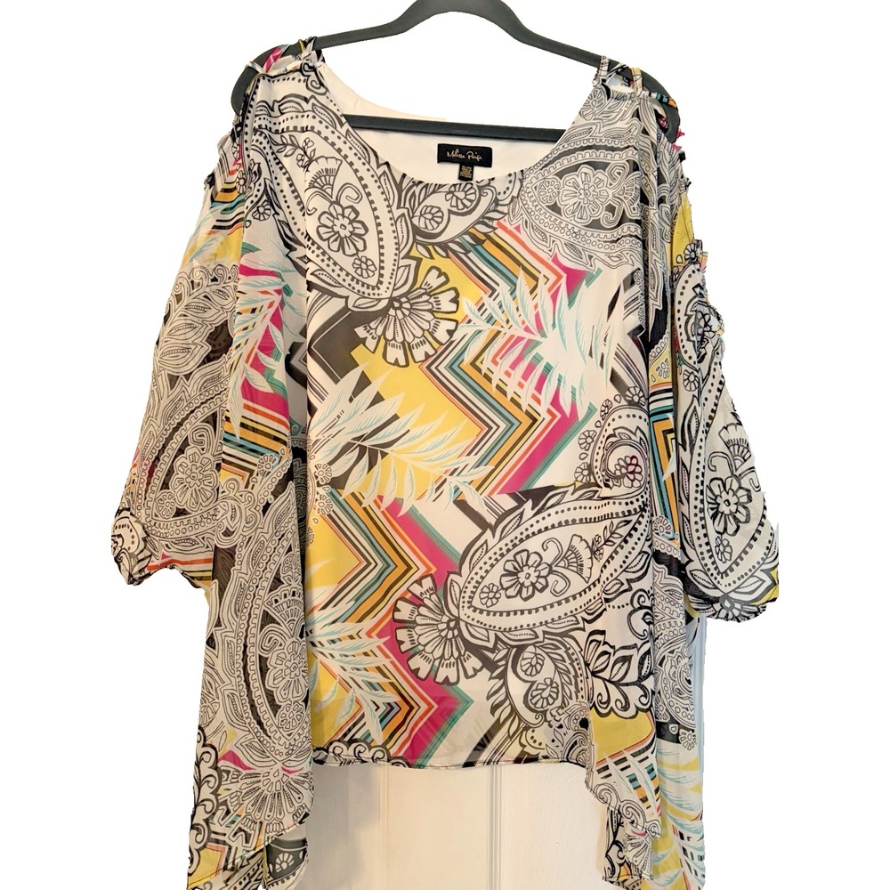 Melissa Paige Boho Blouse Top X-Large XLG  Artsy‎ Colorful Whimsy Flowy Light